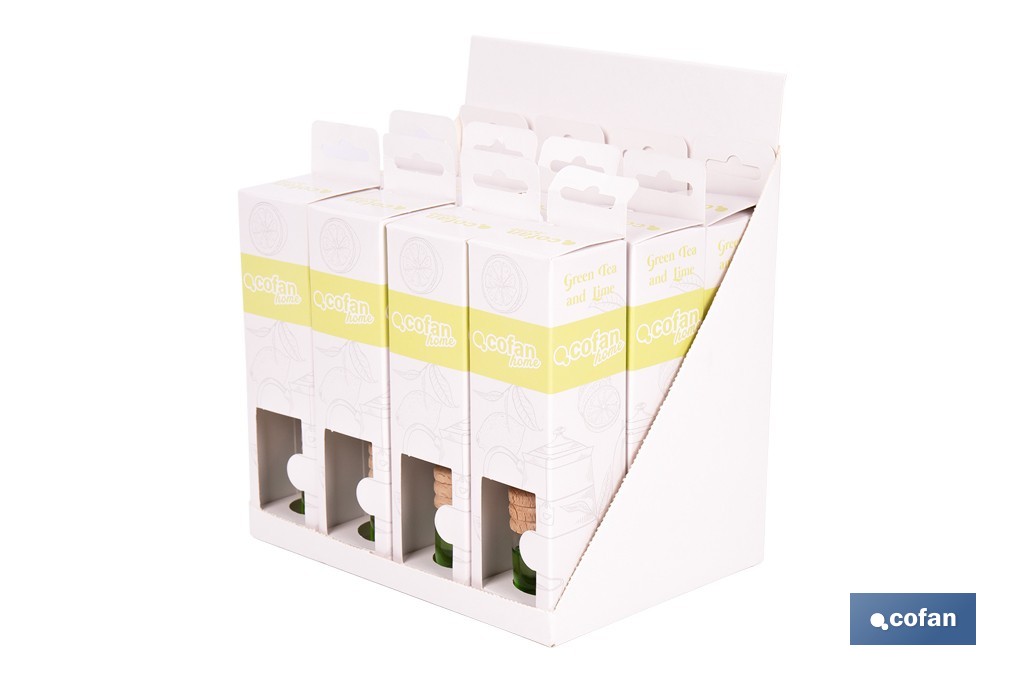 Ambientador de coche con aroma a té verde y lima | Tapón de madera - Cofan