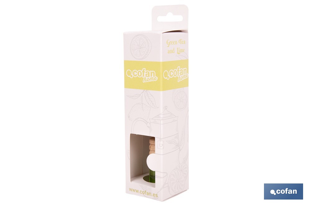 Ambientador de coche con aroma a té verde y lima | Tapón de madera - Cofan