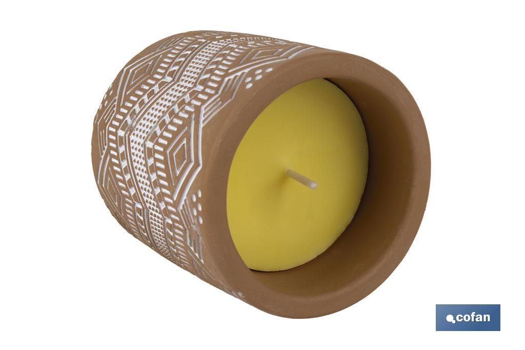Velas Aromáticas de Citronela con aroma cítrico en recipiente decorativo | Duración de 35 horas - Cofan