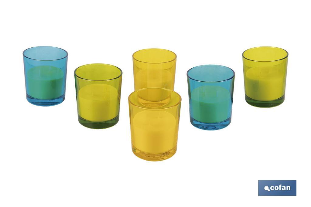 Velas Aromáticas de Citronela en Vasos de Colores | Protección Duradera durante 30 horas - Cofan