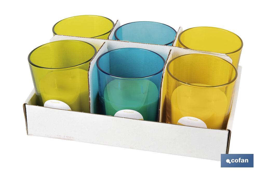 Velas Aromáticas de Citronela en Vasos de Colores | Protección Duradera durante 30 horas - Cofan