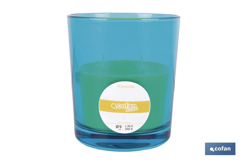 Velas Aromáticas de Citronela en Vasos de Colores | Protección Duradera durante 30 horas - Cofan