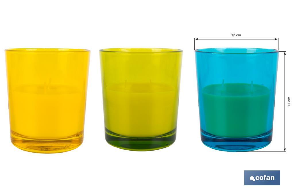 Velas Aromáticas de Citronela en Vasos de Colores | Protección Duradera durante 30 horas - Cofan