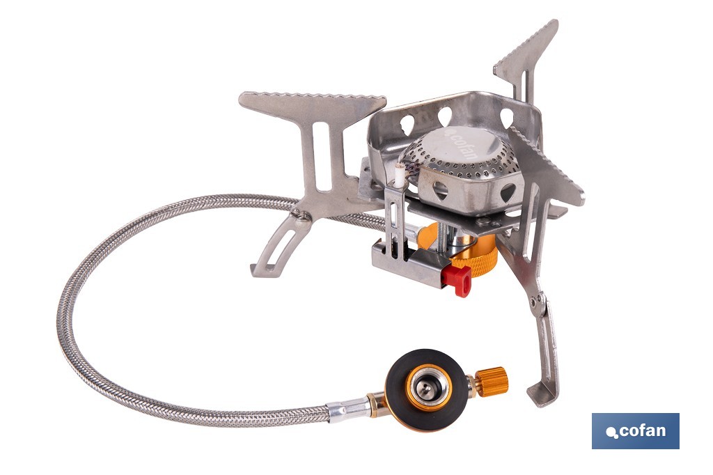Hornillo de gas portátil y plegable con 3500W | Camping, senderismo y picnic - Cofan