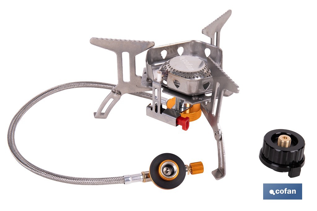 Hornillo de gas portátil y plegable con 3500W | Camping, senderismo y picnic - Cofan