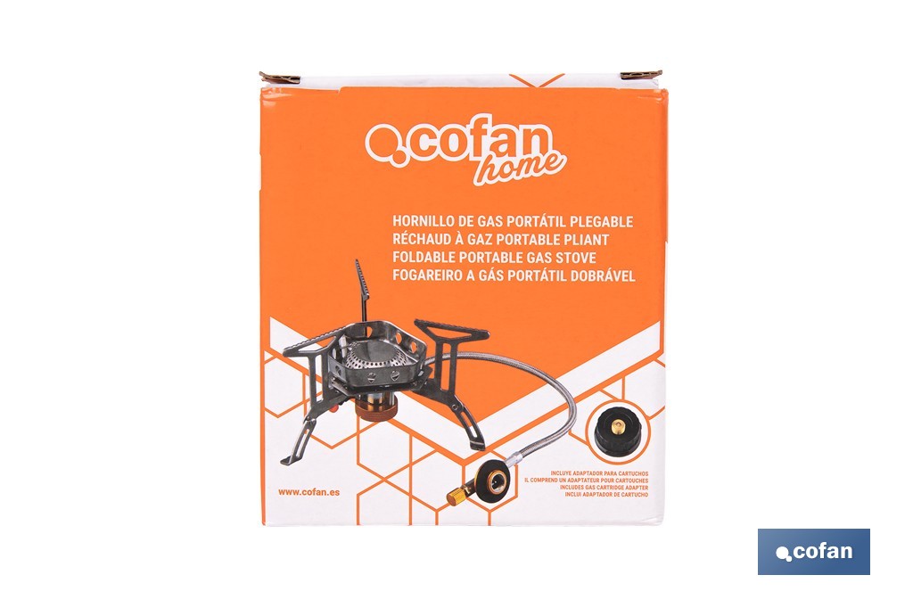 Hornillo de gas portátil y plegable con 3500W | Camping, senderismo y picnic - Cofan