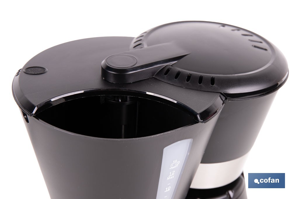 Cafetera eléctrica de goteo con jarra termo de 1,2 l | Potencia: 800 W, capacidad para 12 tazas | Filtro permanente - Cofan