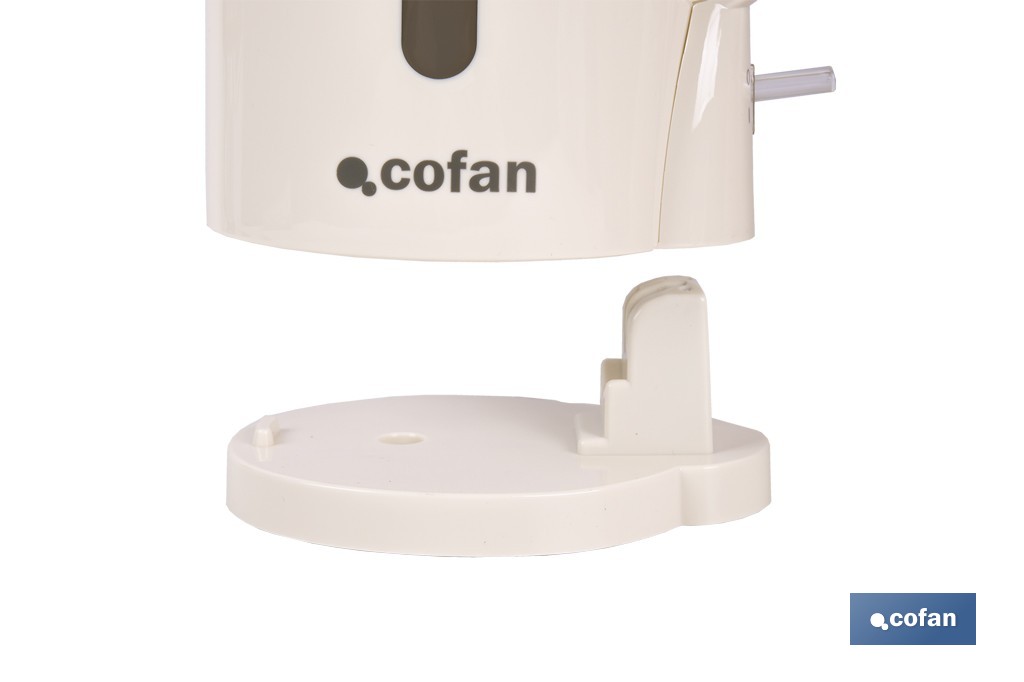 Hervidor eléctrico de agua beige | Capacidad: 1 Litro | Potencia: 1080 W | Hervidor compacto con controlador Strix | Ideal para cocinas y oficinas - Cofan
