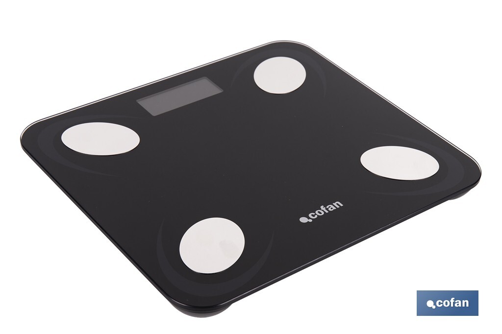 Báscula de baño digital inteligente | Análisis corporal completo | Báscula con Bluetooth y aplicación móvil | Carga USB - Cofan