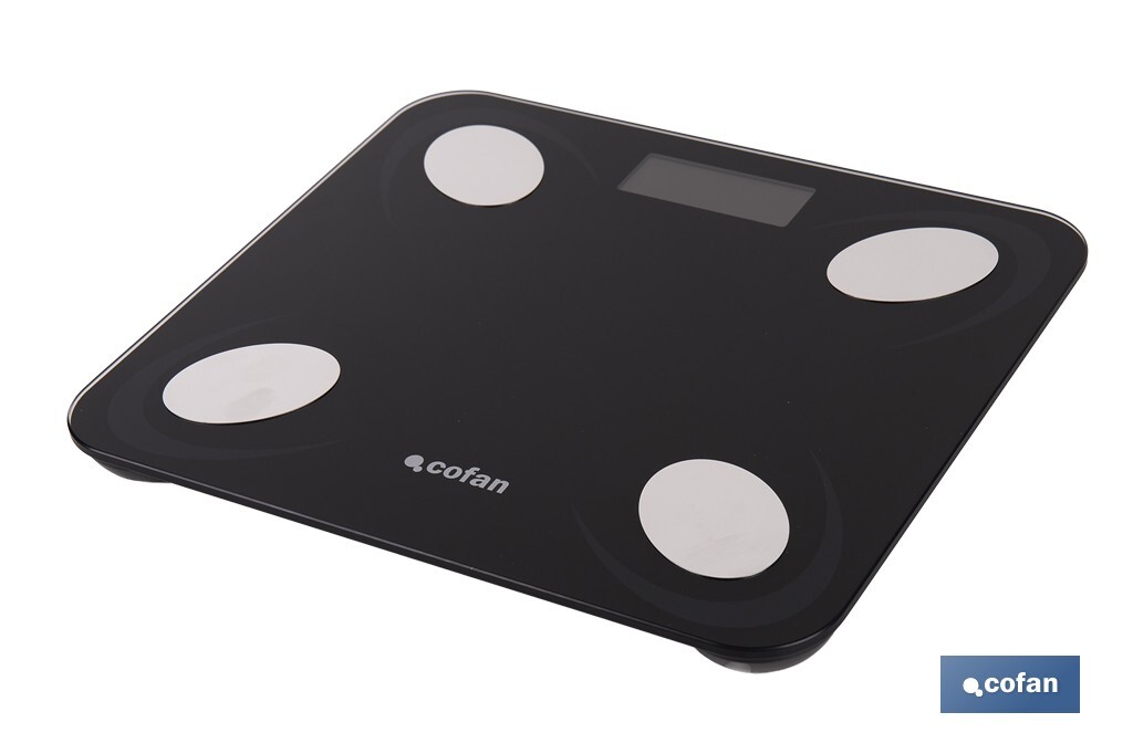 Báscula de baño digital inteligente | Análisis corporal completo | Báscula con Bluetooth y aplicación móvil | Carga USB - Cofan
