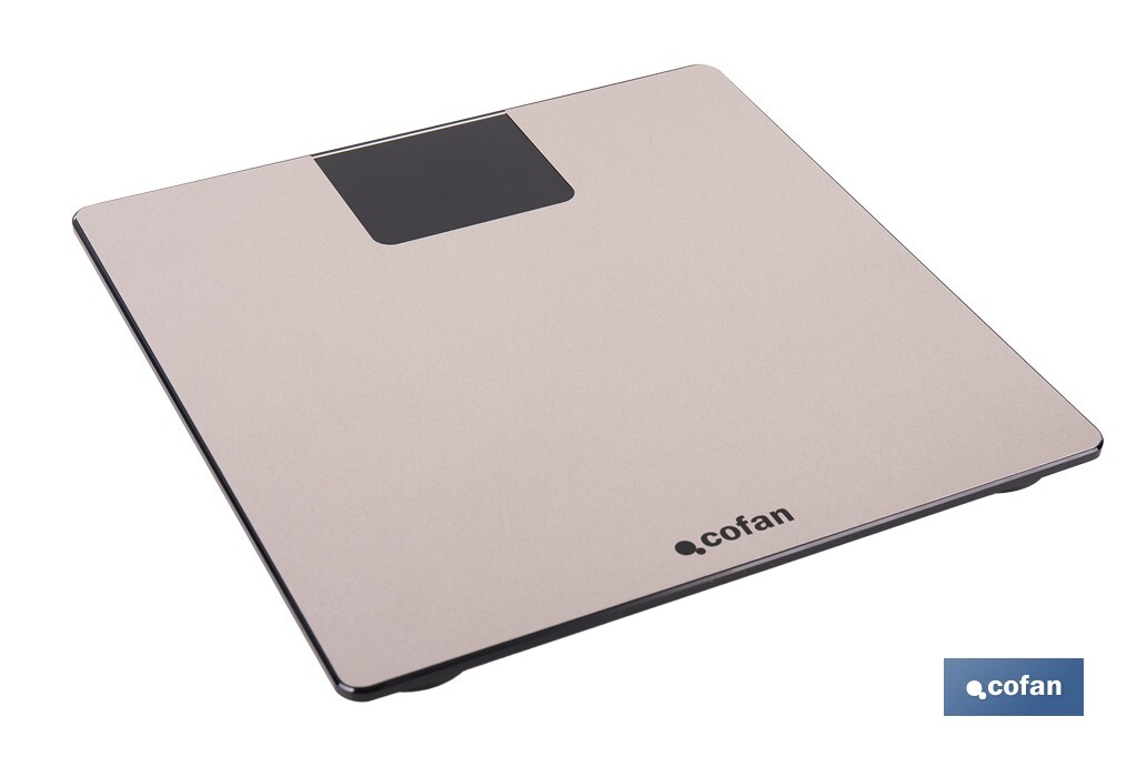 Báscula de baño digital | Plataforma de vidrio templado con pantalla LED | Medición precisa | Color: piedra - Cofan