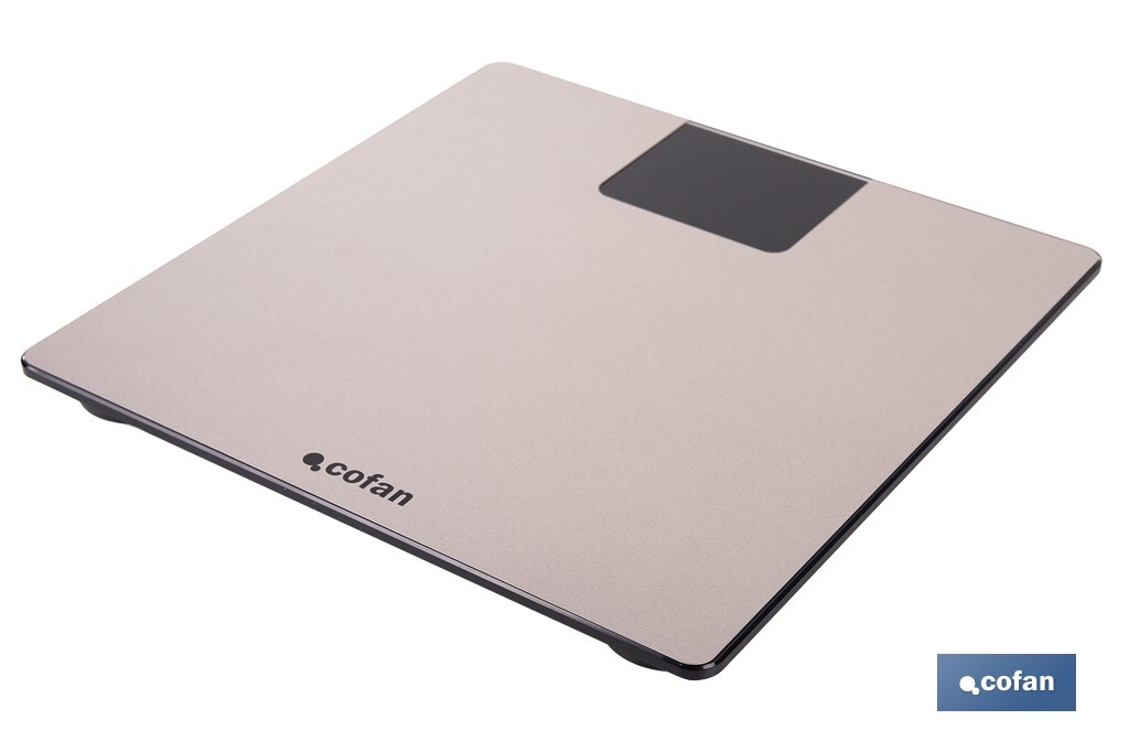 Báscula de baño digital | Plataforma de vidrio templado con pantalla LED | Medición precisa | Color: piedra - Cofan