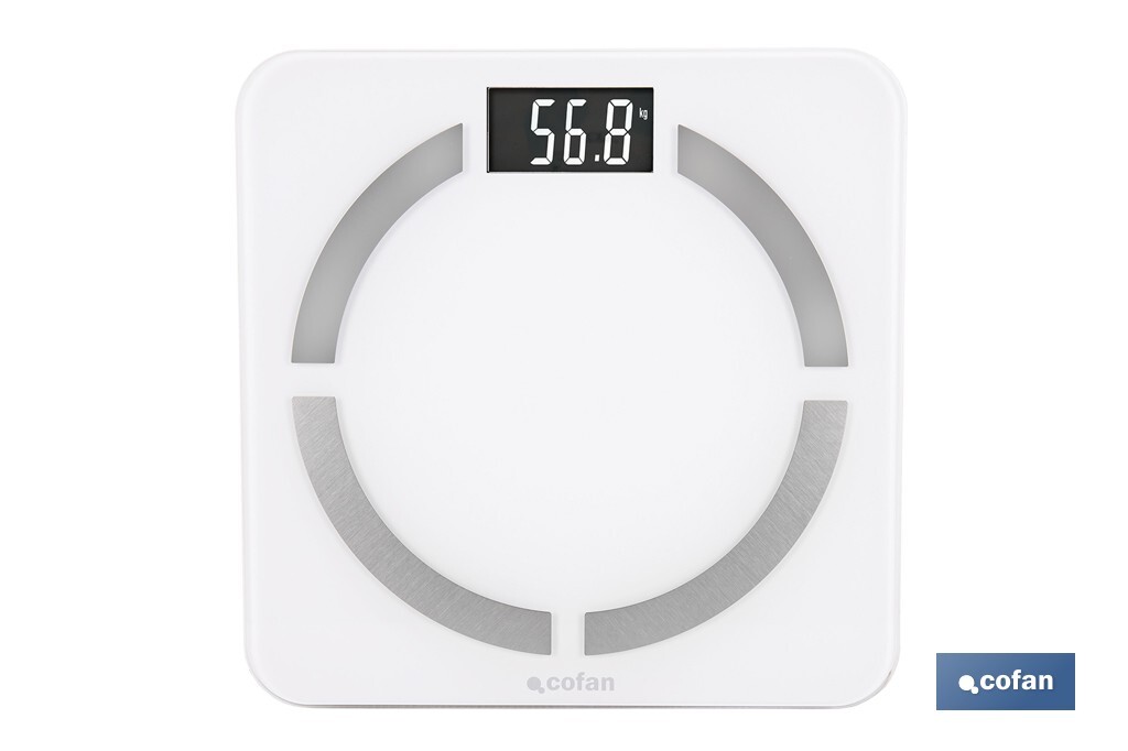 Báscula de baño digital inteligente | Análisis corporal completo | Báscula con Bluetooth y aplicación móvil | Pilas incluidas - Cofan