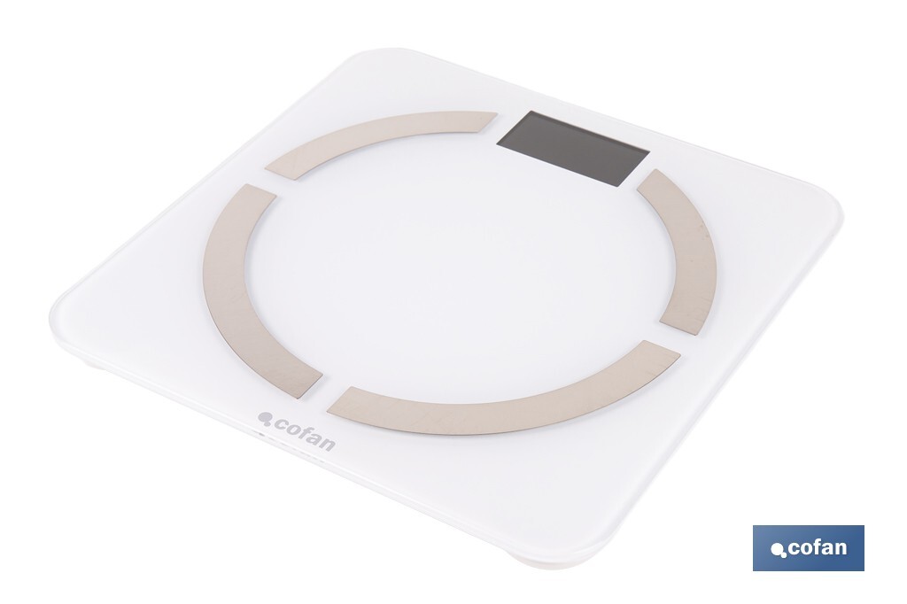 Báscula de baño digital inteligente | Análisis corporal completo | Báscula con Bluetooth y aplicación móvil | Pilas incluidas - Cofan