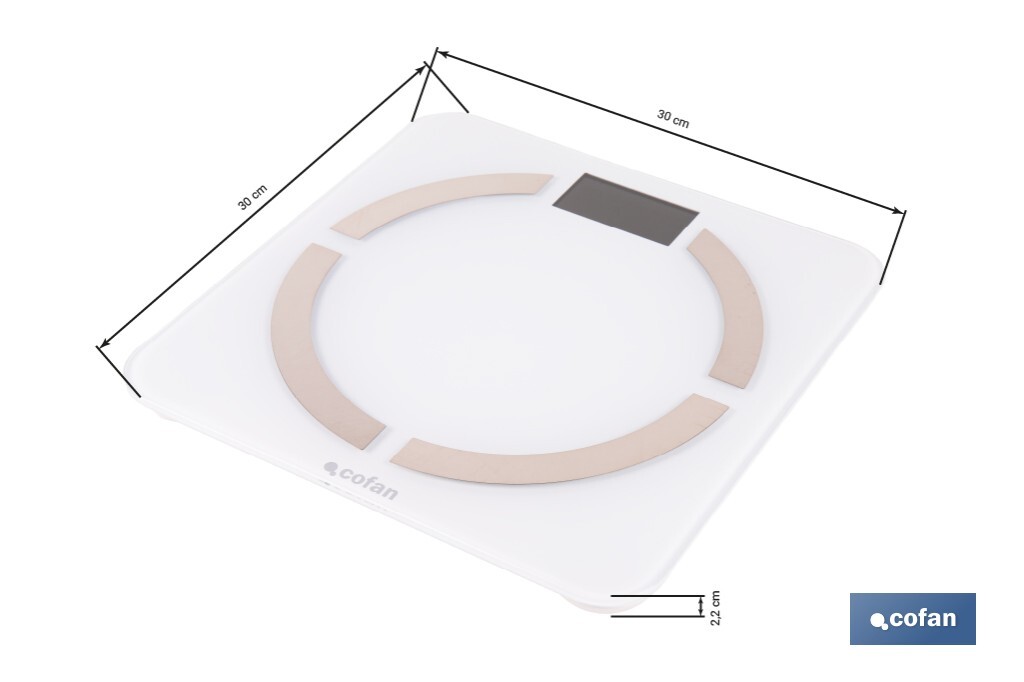 Báscula de baño digital inteligente | Análisis corporal completo | Báscula con Bluetooth y aplicación móvil | Pilas incluidas - Cofan
