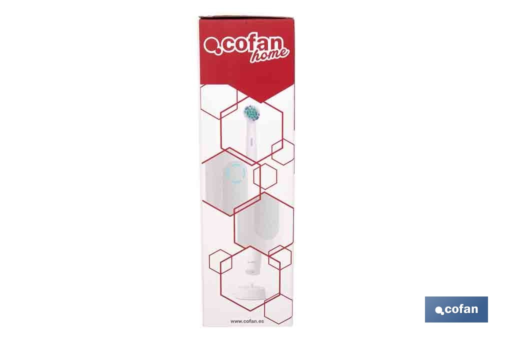 Cepillo de dientes eléctrico recargable | Color blanco con 3 modos de limpieza | Incluye 2 cabezales y estuche de viaje - Cofan