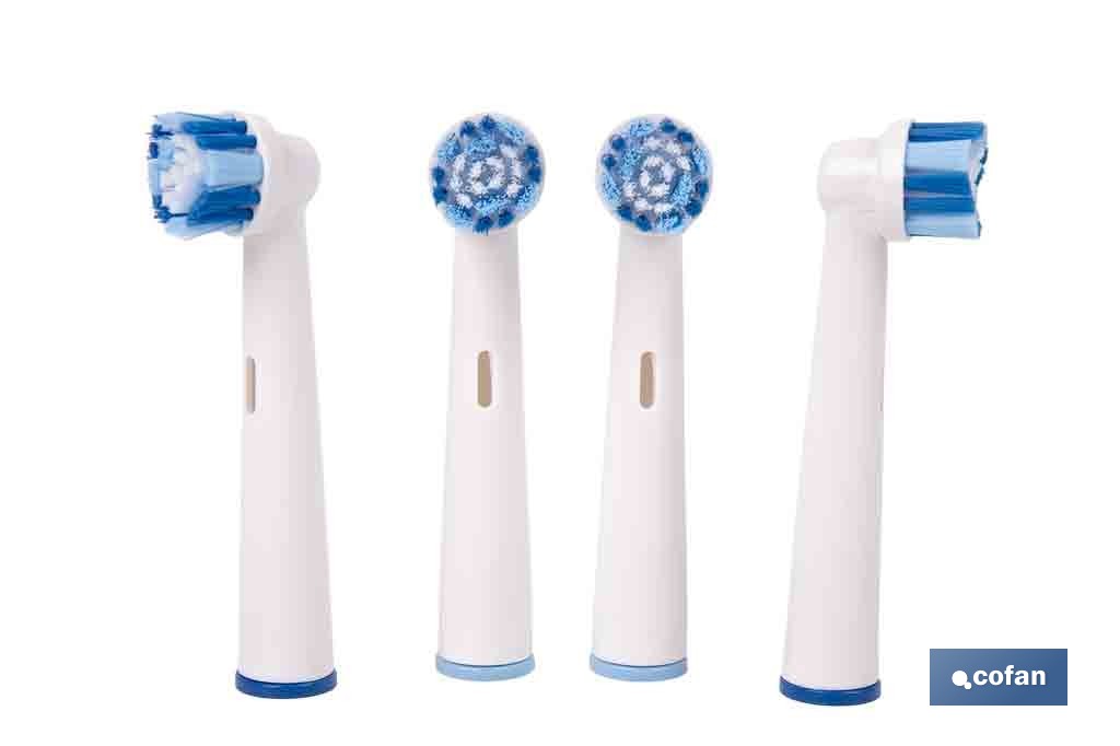 Pack de 4 cabezales de recambio | Cerdas de nylon media dureza | Compatibles con cepillo de dientes eléctrico Cofan - Cofan