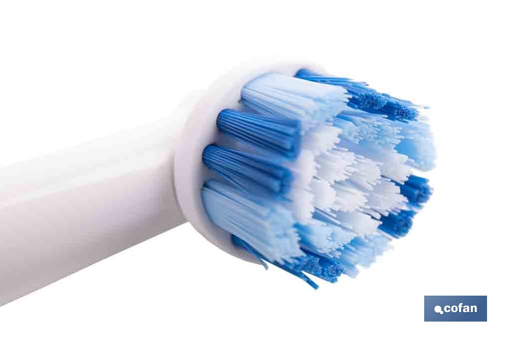 Pack de 4 cabezales de recambio | Cerdas de nylon media dureza | Compatibles con cepillo de dientes eléctrico Cofan - Cofan