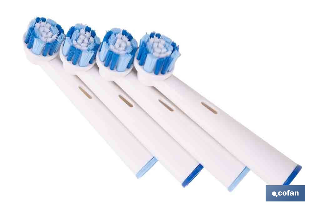 Pack de 4 cabezales de recambio | Cerdas de nylon media dureza | Compatibles con cepillo de dientes eléctrico Cofan - Cofan