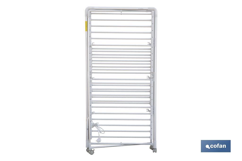 Tendedero eléctrico de torre | 4 ruedas con freno | 300 W de potencia | Tendedero portátil con secado rápido - Cofan