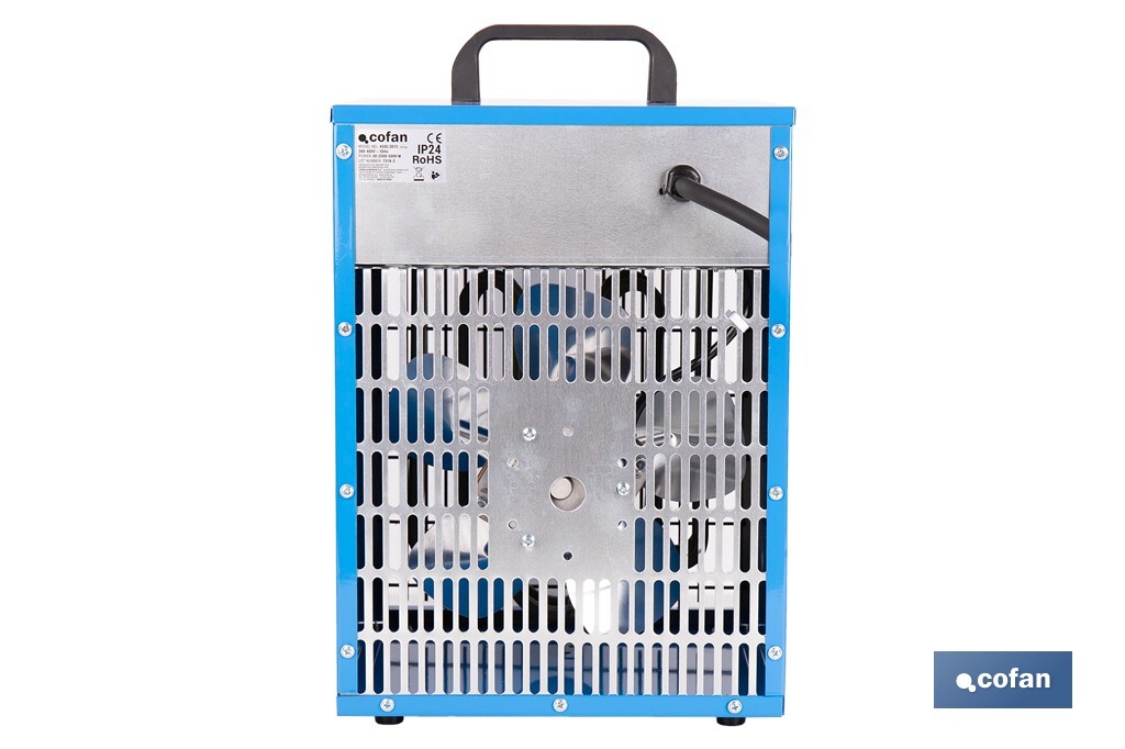 Calefactor eléctrico con enchufe industrial | Potencia: 5000 W | Función ventilador | Enchufe tipo trifásico (5 pines) | Protección IP24 - Cofan