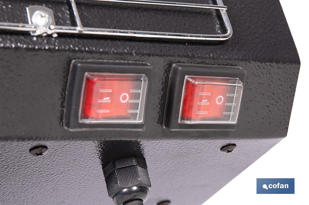 Calefactor de onda corta por infrarrojos | Potencia: 1500/3000 W | Protección IPX4 | Alta eficiencia para entornos de hasta 40 m2 - Cofan