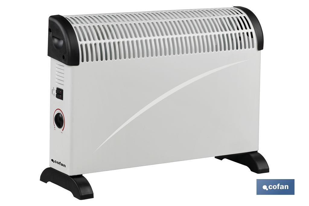 Convector radiante | Potencia: 2000 W | Termostato regulable | Seguridad antivuelco | Ideal para estancias medianas - Cofan