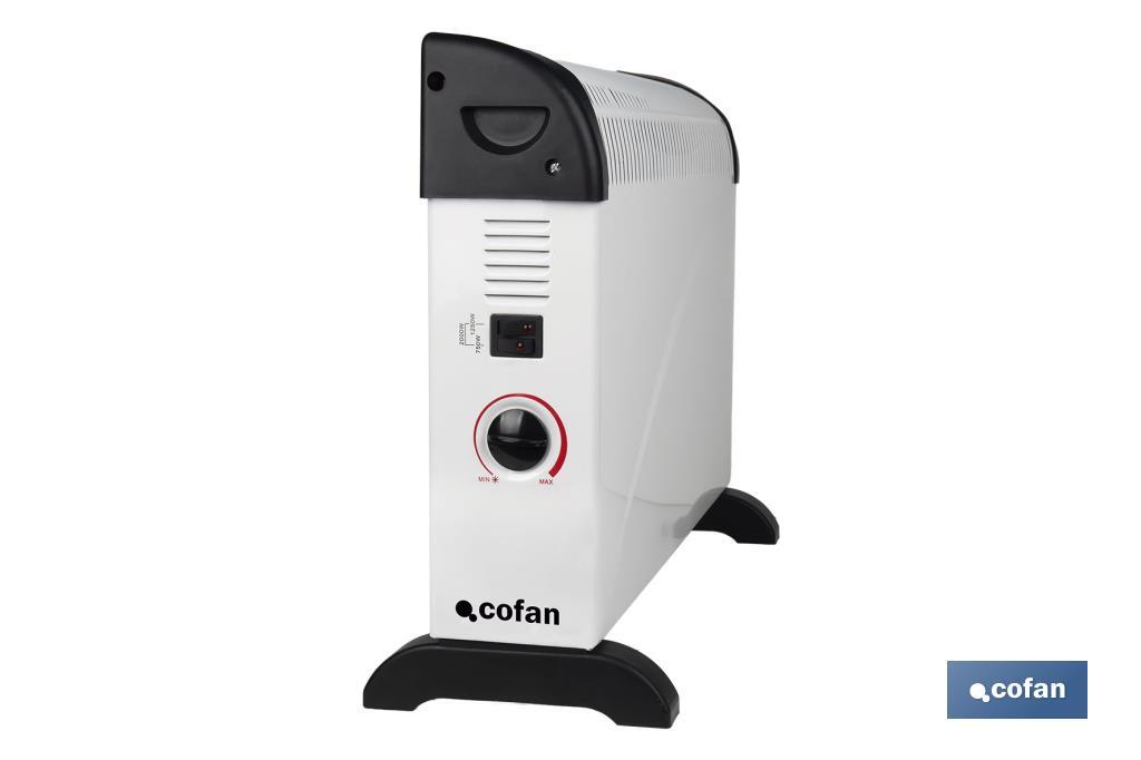 Convector radiante | Potencia: 2000 W | Termostato regulable | Seguridad antivuelco | Ideal para estancias medianas - Cofan
