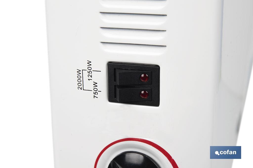 Convector radiante | Potencia: 2000 W | Termostato regulable | Seguridad antivuelco | Ideal para estancias medianas - Cofan