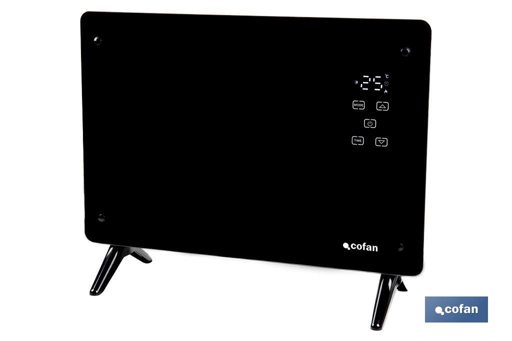 Convector radiante de panel de vidrio | Potencia: 1500 W | Mando a distancia | Control vía app | Compatible con asistente de voz | Temporizador 24 h - Cofan