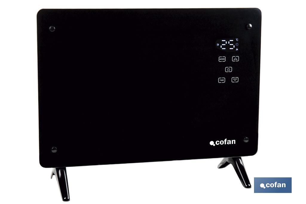 Convector radiante de panel de vidrio | Potencia: 1500 W | Mando a distancia | Control vía app | Compatible con asistente de voz | Temporizador 24 h - Cofan