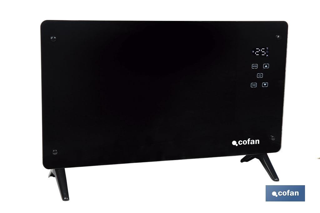 Convector radiante de panel de vidrio | Potencia: 2000 W | Mando a distancia | Control vía app | Compatible con asistente de voz | Temporizador 24 h - Cofan