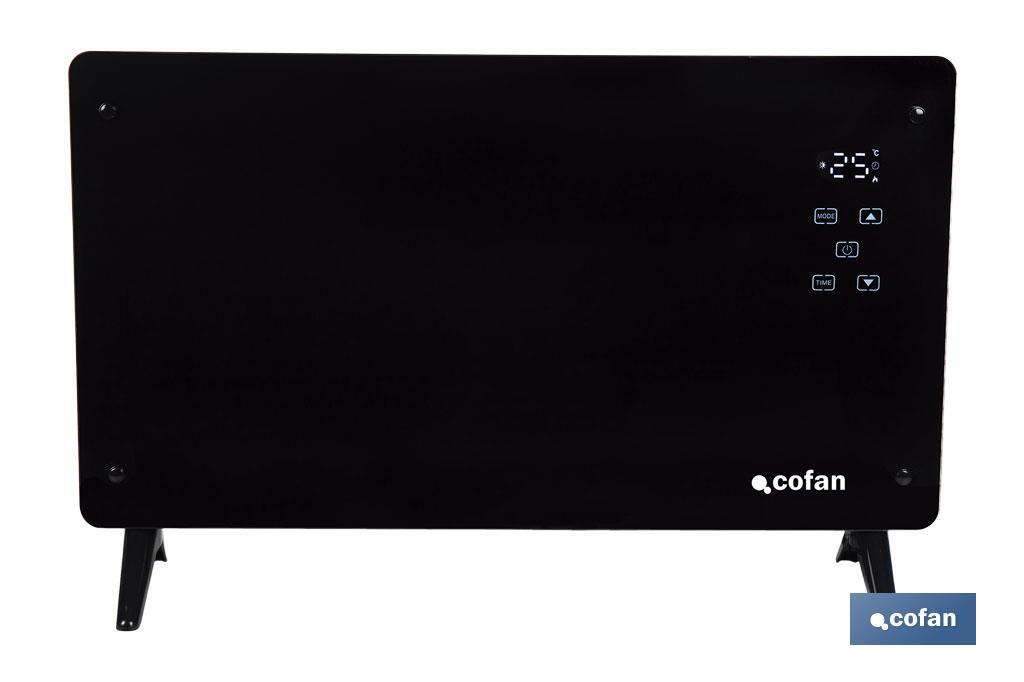 Convector radiante de panel de vidrio | Potencia: 2000 W | Mando a distancia | Control vía app | Compatible con asistente de voz | Temporizador 24 h - Cofan