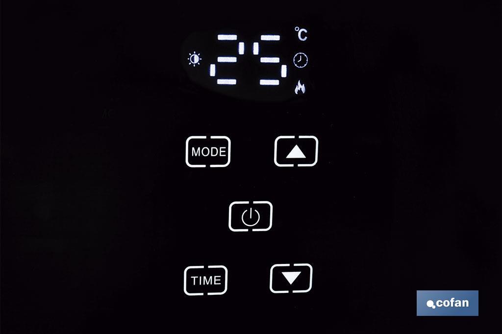 Convector radiante de panel de vidrio | Potencia: 2000 W | Mando a distancia | Control vía app | Compatible con asistente de voz | Temporizador 24 h - Cofan