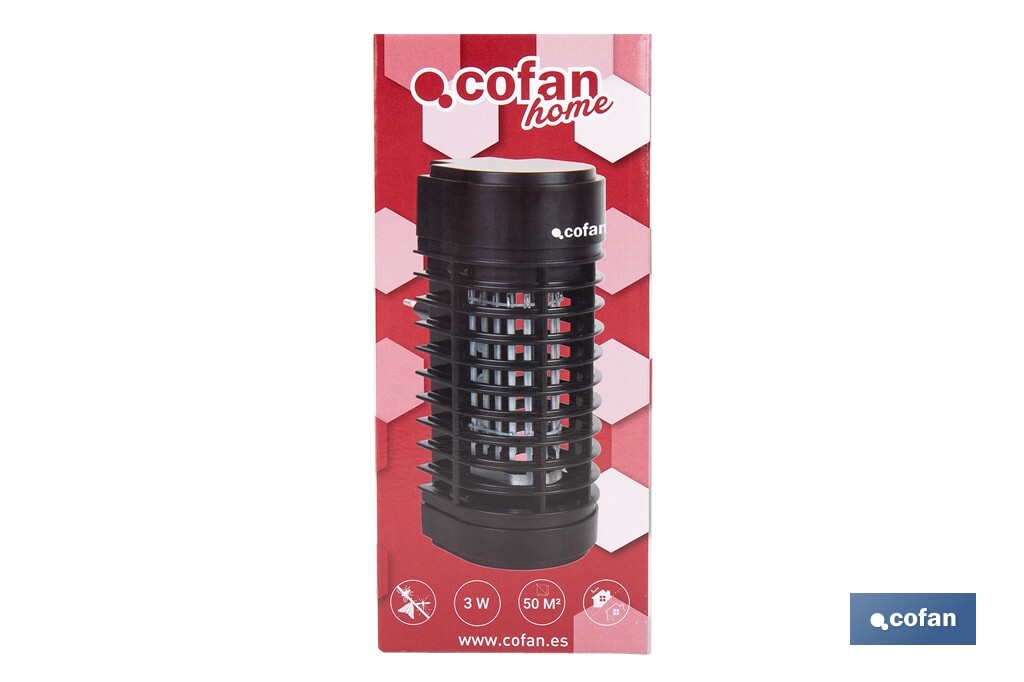 Lampe LED anti-insectes avec fiche | Puissance : 3 W | Décharge électrique : 1200 V | Surface : 50 m² | Protégez-vous contre les insectes - Cofan