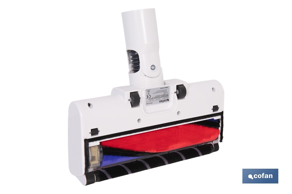 Aspiradora sin cable con base de carga | Potencia de succión: 180 AW | Potencia ciclónica: 32 kPa | 4 velocidades | Filtro HEPA lavable | Batería de litio 25,9 V | Color: blanco - Cofan