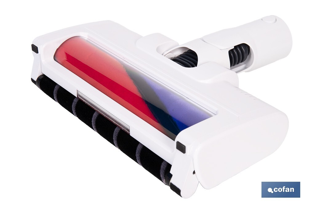 Aspirateur électrique sans fil | Puissance d'aspiration : 180 AW | Puissance cyclonique : 32 kPa | Support mural inclus | 4 vitesses | Filtre HEPA lavable | Batterie au lithium : 25,9 V | Couleur : blanc - Cofan