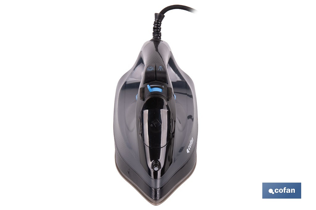 Plancha de vapor con suela de cerámica de doble capa | Potencia de 2400 W y depósito de 300 ml | Función vapor vertical y termostato ajustable - Cofan