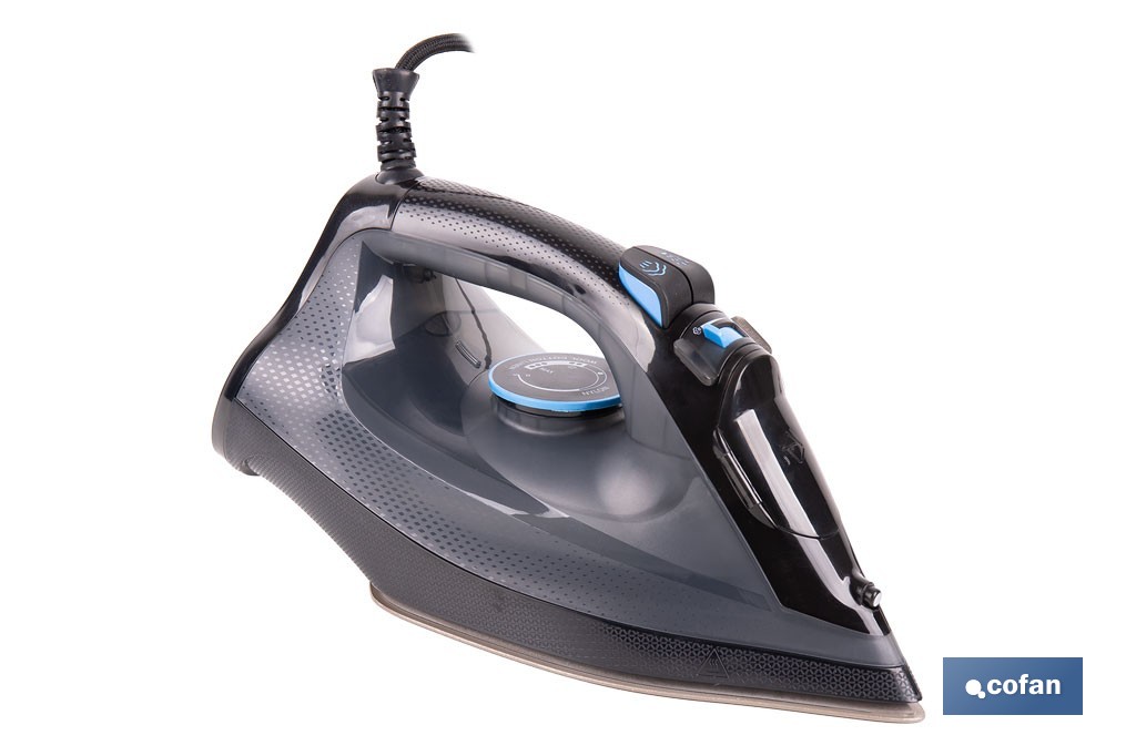 Plancha de vapor con suela de cerámica de doble capa | Potencia de 2400 W y depósito de 300 ml | Función vapor vertical y termostato ajustable - Cofan