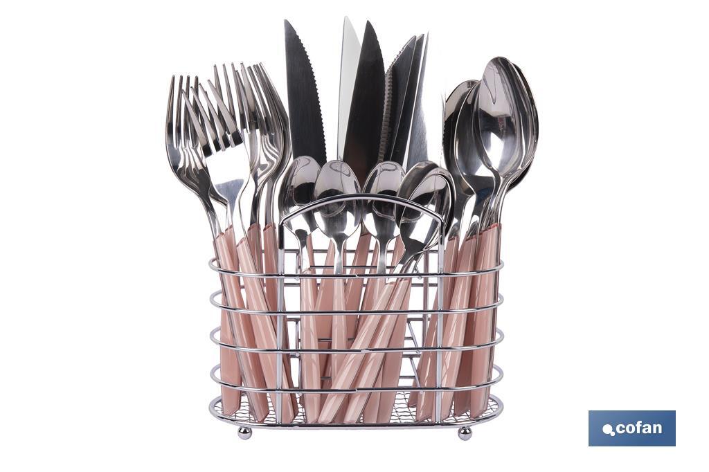Set de 24 cubiertos de acero Inoxidable | Diferentes colores | Diseño Moderno y Funcional - Cofan