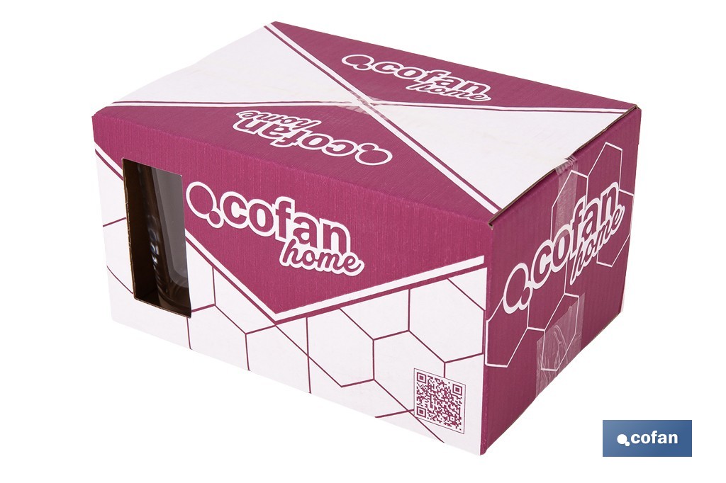 Pack de 6 vasos de caña de vidrio templado | Capacidad: 200 ml | Adecuado para cerveza, agua, refrescos y zumos - Cofan