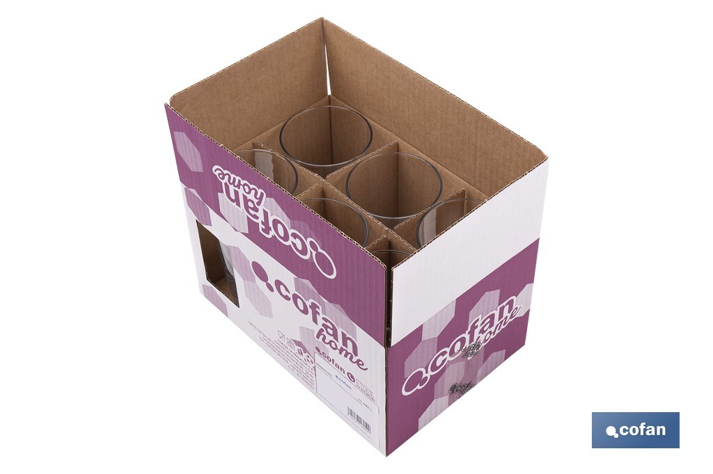 Pack de 6 vasos de combinado | Material: vidrio transparente | Capacidad: 47 cl | Calidad profesional | Ideales para cubatas, agua, cerveza, refrescos - Cofan