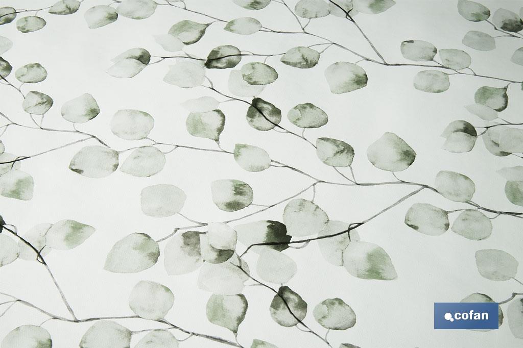 Hule con diseño moderno de hojas de eucalipto | Materiales: PVC y polipropileno | Fácil de limpiar | Disponible en diferentes medidas - Cofan