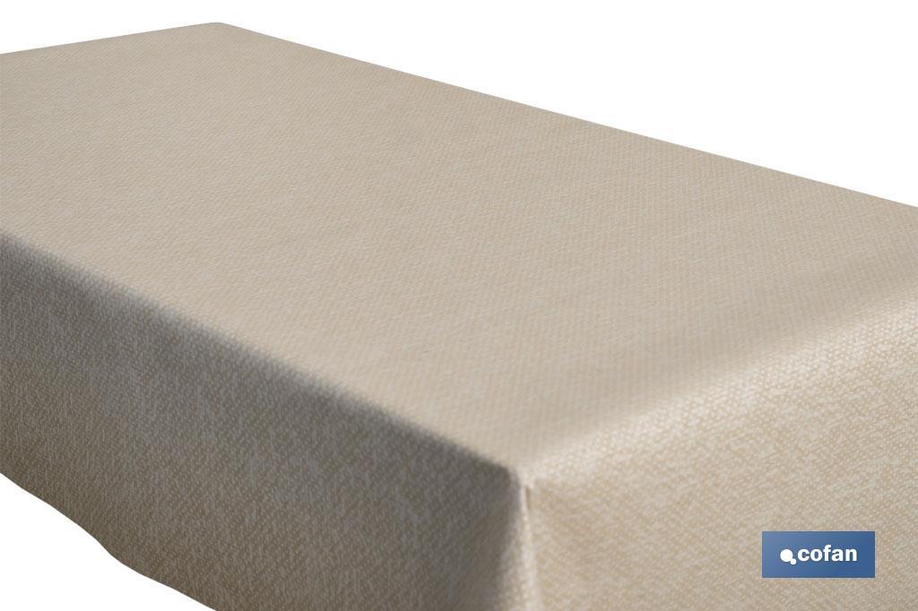 Nappe en tissu résiné antitache | Conception moderne | Couleur : beige et blanc | Matériaux : coton et polyester | Disponible en plusieurs dimensions - Cofan