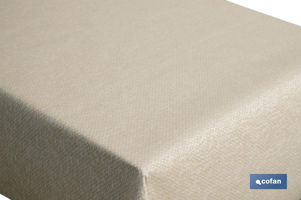 Nappe en tissu résiné antitache | Conception moderne | Couleur : beige et blanc | Matériaux : coton et polyester | Disponible en plusieurs dimensions - Cofan