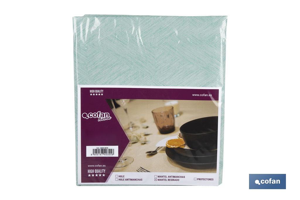 Resin-coated stain-resistant tablecloth | Modern design | Turquoise | Cotton and polyester | Available in different sizes - Cofan