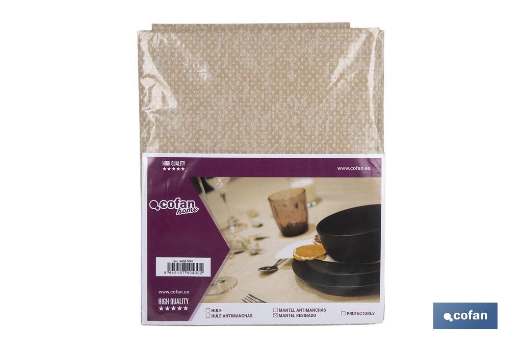 Nappe en tissu résiné antitache | Conception moderne | Couleur : beige et blanc | Matériaux : coton et polyester | Disponible en plusieurs dimensions - Cofan