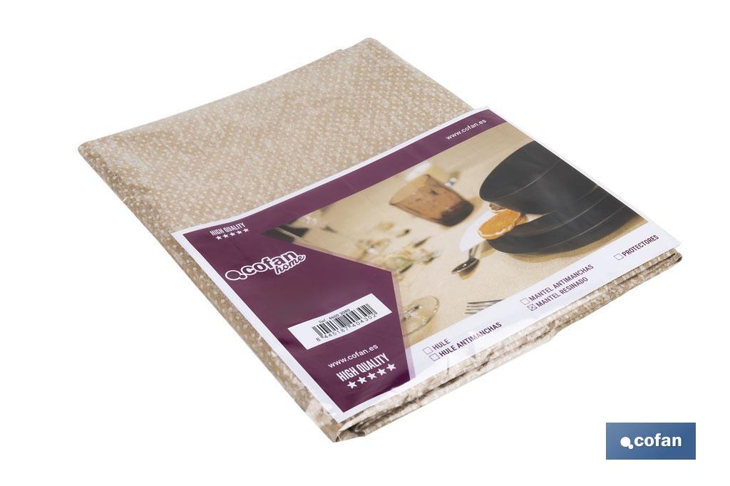 Nappe en tissu résiné antitache | Conception moderne | Couleur : beige et blanc | Matériaux : coton et polyester | Disponible en plusieurs dimensions - Cofan