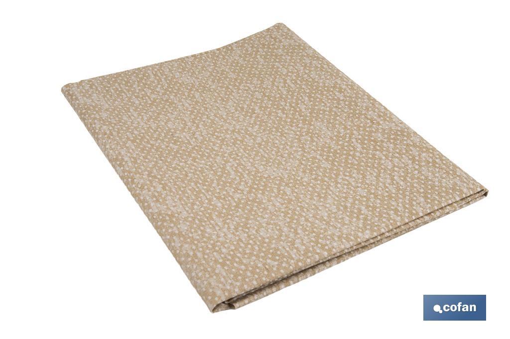 Nappe en tissu résiné antitache | Conception moderne | Couleur : beige et blanc | Matériaux : coton et polyester | Disponible en plusieurs dimensions - Cofan