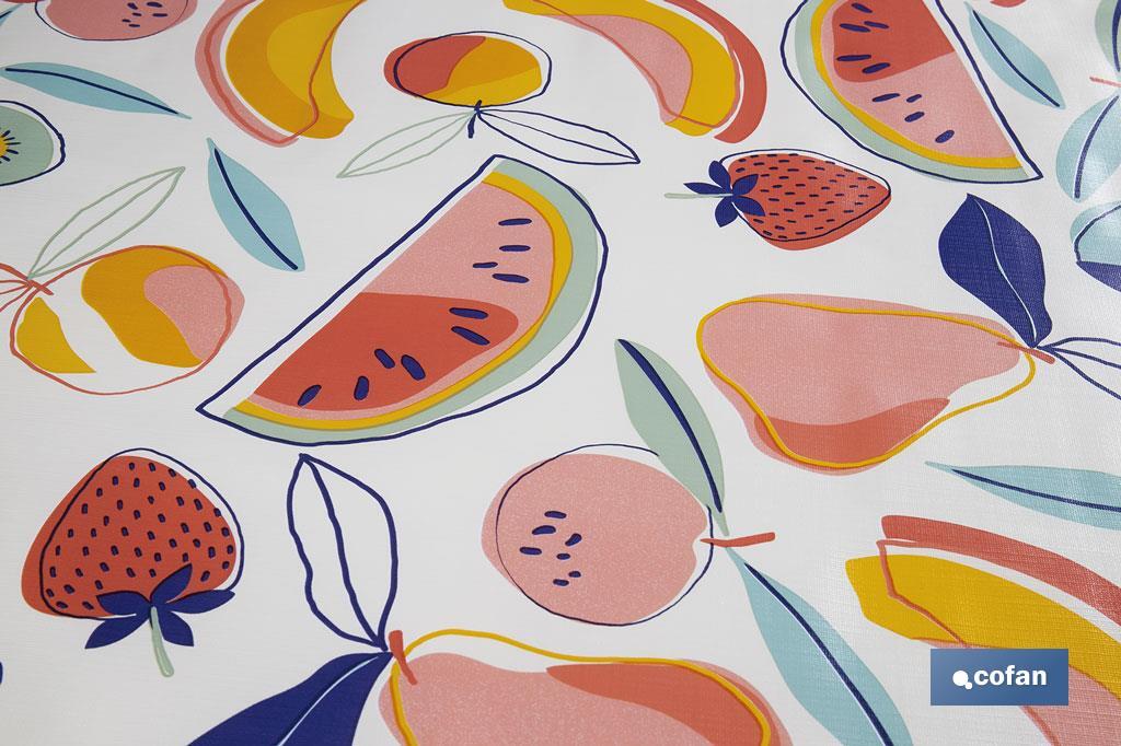 Rollo de hule con diseño de frutas tropical | Protección y estilo para la mesa - Cofan